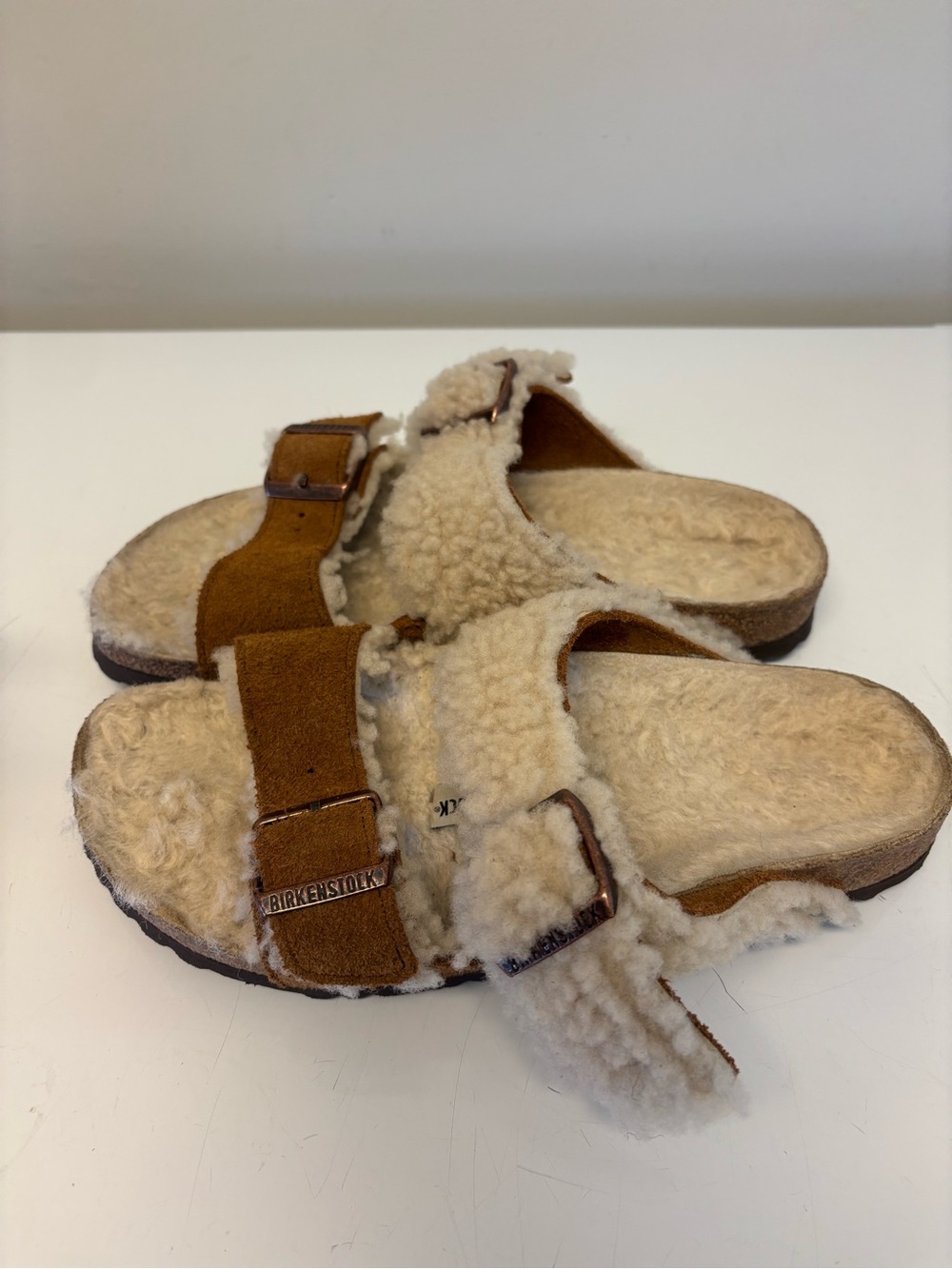 Birkenstock Fur Shearling Teddy Split Suede Leather Sandals Women’s Size 39